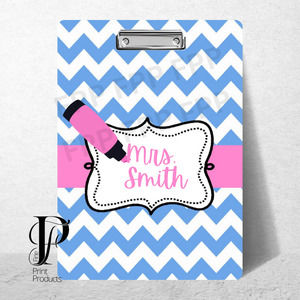 Preppy Blue Chevron Clipboard Custom Personalized with your Name